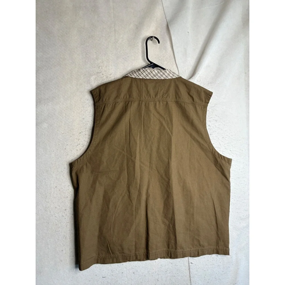 CE Schmidt Workwear Mens XL Brown Ripstop Cotton Full Zip Utility Cargo Vest